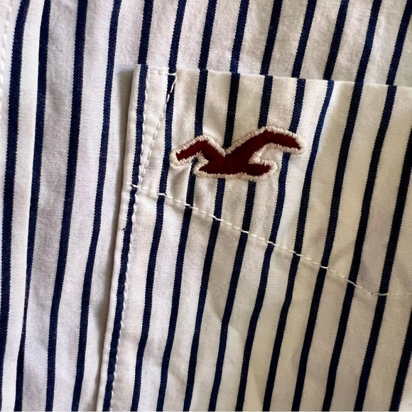 Hollister Stripe Cotton Button Up Shirt SZ M - Picture 4 of 7